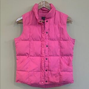Lands' End Bright Pink Quilted Puffer Winter  Vest Goosedown & Feather filled